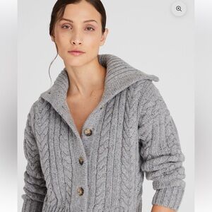Club Monaco Heather Gray Cable Knit Cardigan